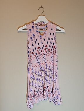 Girl's Sleeveless Pink Floral Swing Dress